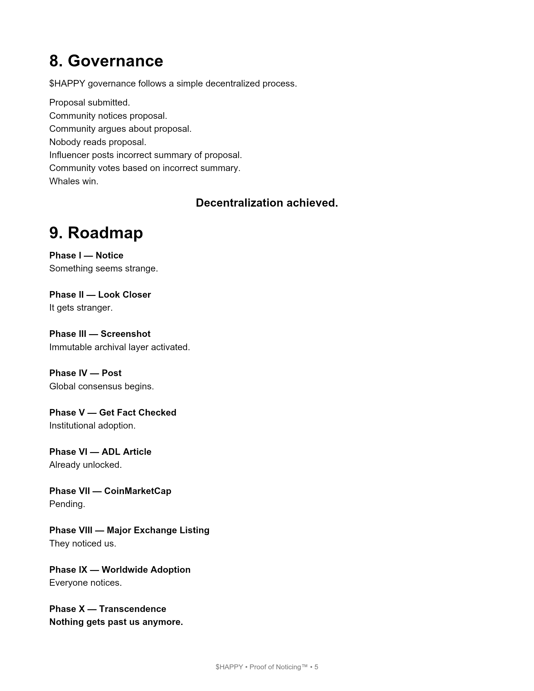 The Fellow White Paper, page 5 of 7: Governance and the ten-phase roadmap.